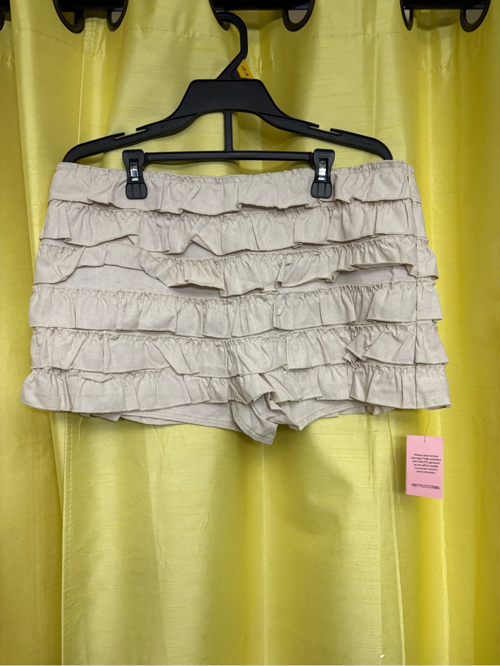 PrettyLittleThing Cream Ruffle Tiered Skort Shorts